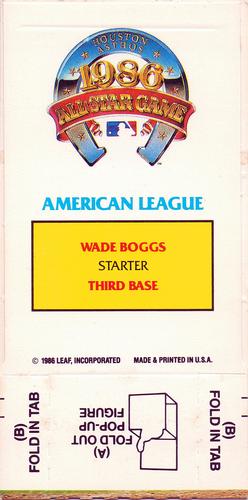 1987 Donruss All-Stars - Pop-Ups #NNO Wade Boggs Back