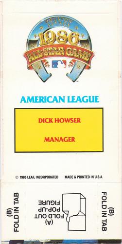 1987 Donruss All-Stars - Pop-Ups #NNO Dick Howser Back