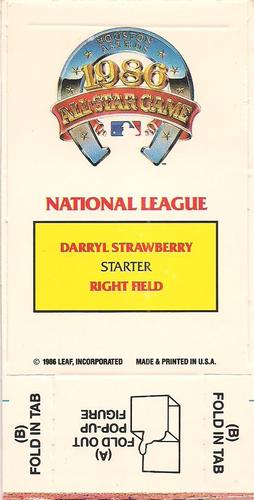 1987 Donruss All-Stars - Pop-Ups #NNO Darryl Strawberry Back