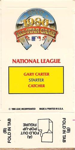 1987 Donruss All-Stars - Pop-Ups #NNO Gary Carter Back