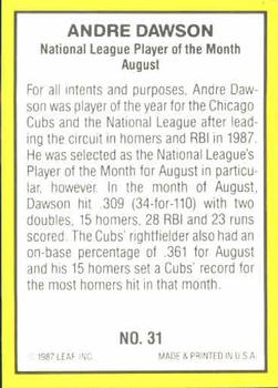 1987 Donruss Highlights #31 Andre Dawson Back