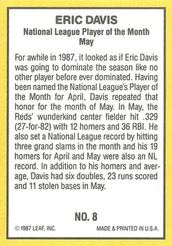 1987 Donruss Highlights #8 Eric Davis Back