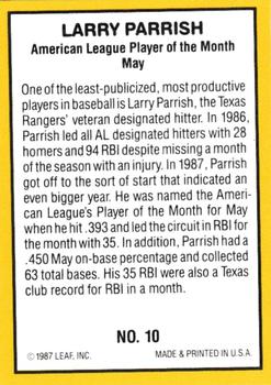 1987 Donruss Highlights #10 Larry Parrish Back