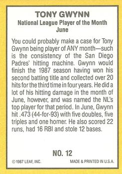1987 Donruss Highlights #12 Tony Gwynn Back
