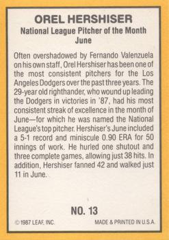 1987 Donruss Highlights #13 Orel Hershiser Back