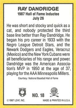 1987 Donruss Highlights #18 Ray Dandridge Back