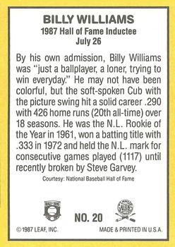 1987 Donruss Highlights #20 Billy Williams Back