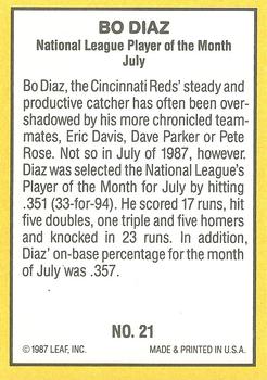 1987 Donruss Highlights #21 Bo Diaz Back