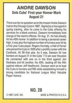 1987 Donruss Highlights #28 Andre Dawson Back