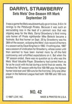 1987 Donruss Highlights #42 Darryl Strawberry Back