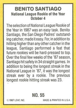 1987 Donruss Highlights #55 Benito Santiago Back