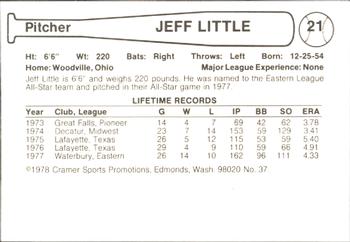 1978 Cramer Phoenix Giants #37 Jeff Little Back