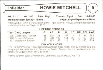 1978 Cramer Phoenix Giants #116 Howie Mitchell Back