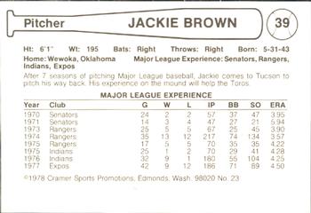 1978 Cramer Tucson Toros #23 Jackie Brown Back
