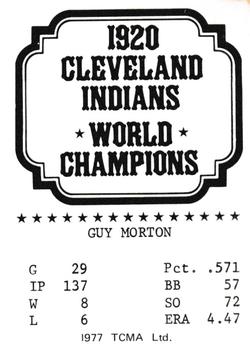 1977 TCMA 1920 Cleveland Indians #NNO Guy Morton Back