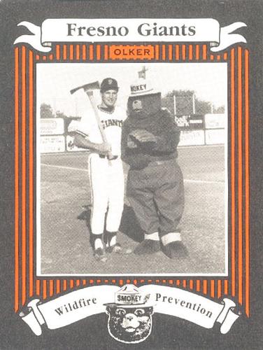 1986 Fresno Giants Smokey #12 Joe Olker Front