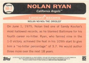2015 Topps Heritage - A Legend Begins #NR-7 Nolan Ryan Back