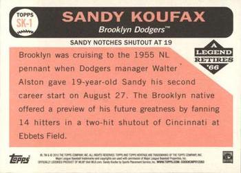 2015 Topps Heritage - A Legend Retires #SK-1 Sandy Koufax Back