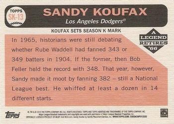 2015 Topps Heritage - A Legend Retires #SK-13 Sandy Koufax Back