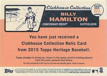 2015 Topps Heritage - Clubhouse Collection Relics #CCR-BHA Billy Hamilton Back