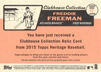 2015 Topps Heritage - Clubhouse Collection Relics #CCR-FF Freddie Freeman Back