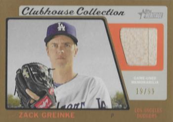 2015 Topps Heritage - Clubhouse Collection Relics Gold #CCR-ZG Zack Greinke Front