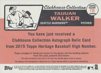 2015 Topps Heritage - Clubhouse Collection Autograph Relics #CCAR-TW Taijuan Walker Back