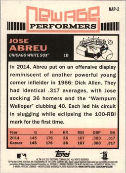 2015 Topps Heritage - New Age Performers #NAP-2 Jose Abreu Back