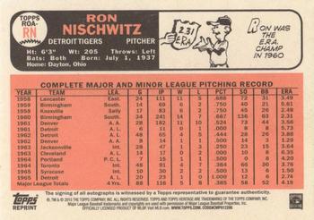 2015 Topps Heritage - Real One Autographs #ROA-RN Ron Nischwitz Back