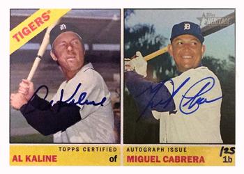 2015 Topps Heritage - Real One Dual Autographs #RODA-KC Al Kaline / Miguel Cabrera Front
