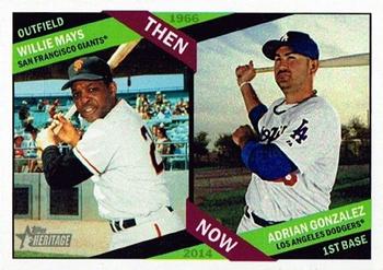 2015 Topps Heritage - Then and Now #TN-2 Willie Mays / Adrian Gonzalez Front