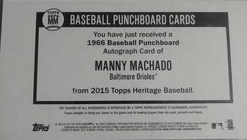 2015 Topps Heritage - 1966 Oversized Punchboards Box Loader Autographs #66PA-MM Manny Machado Back