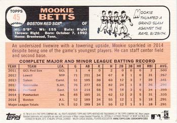 2015 Topps Heritage - Gum Stained Backs #45 Mookie Betts Back
