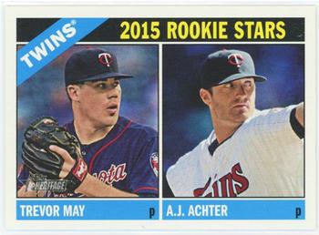 2015 Topps Heritage - Gum Stained Backs #264 Trevor May / A.J. Achter Front