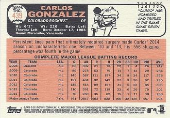 2015 Topps Heritage - Chrome #THC-439 Carlos Gonzalez Back