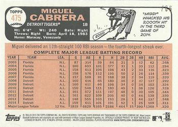 2015 Topps Heritage - Chrome Black Refractor #THC-475 Miguel Cabrera Back