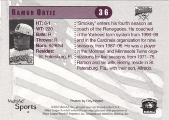 2002 MultiAd Hudson Valley Renegades #3 Ramon Ortiz Back