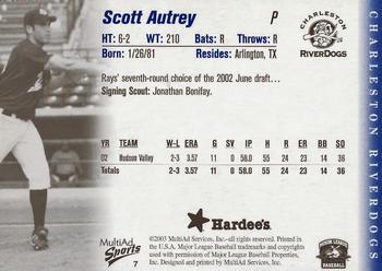 2003 MultiAd Charleston RiverDogs #7 Scott Autrey Back