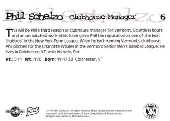 1997 Best Vermont Expos #6 Phil Schelzo Back