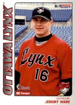2001 Choice Ottawa Lynx #08 Jeremy Ware Front