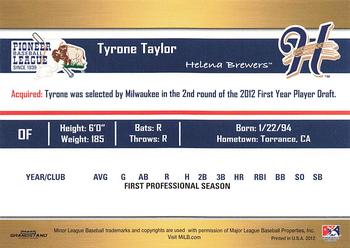 2012 Grandstand Pioneer League Top Prospects #NNO Tyrone Taylor Back