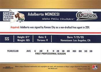 2012 Grandstand Pioneer League Top Prospects #NNO Adalberto Mondesi Back