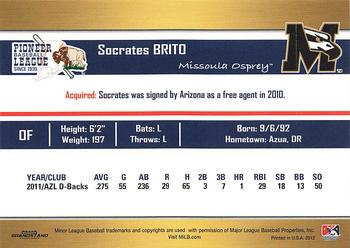2012 Grandstand Pioneer League Top Prospects #NNO Socrates Brito Back