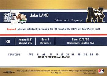 2012 Grandstand Pioneer League Top Prospects #NNO Jake Lamb Back