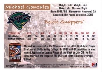 2011 Grandstand Midwest League All-Stars West Division #NNO Michael Gonzales Back