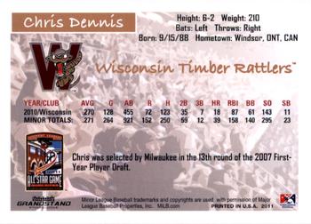 2011 Grandstand Midwest League All-Stars West Division #NNO Chris Dennis Back