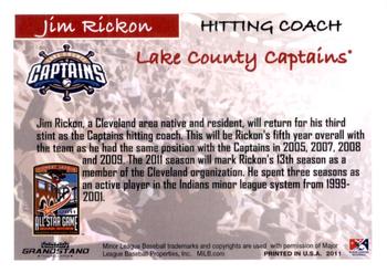 2011 Grandstand Midwest League All-Stars East Division #NNO Jim Rickon Back
