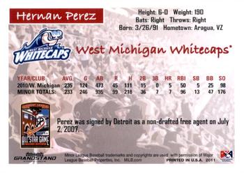 2011 Grandstand Midwest League All-Stars East Division #NNO Hernan Perez Back