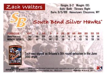 2011 Grandstand Midwest League All-Stars East Division #NNO Zach Walters Back