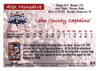 2011 Grandstand Midwest League All-Stars East Division #NNO Alex Monsalve Back